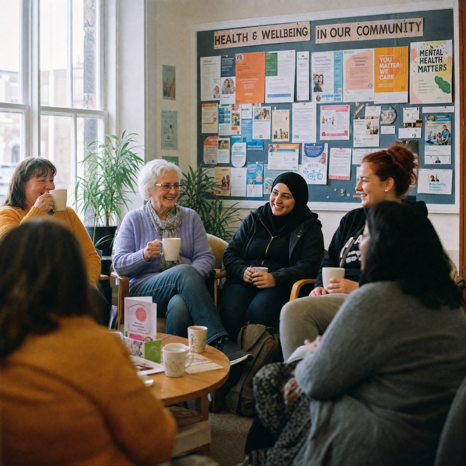Two women sharing tea and support at a kitchen table